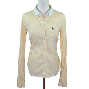 Abercrombie & Fitch Striped Button-Down Shirt Y2K VTG — Yellow/White — Size M